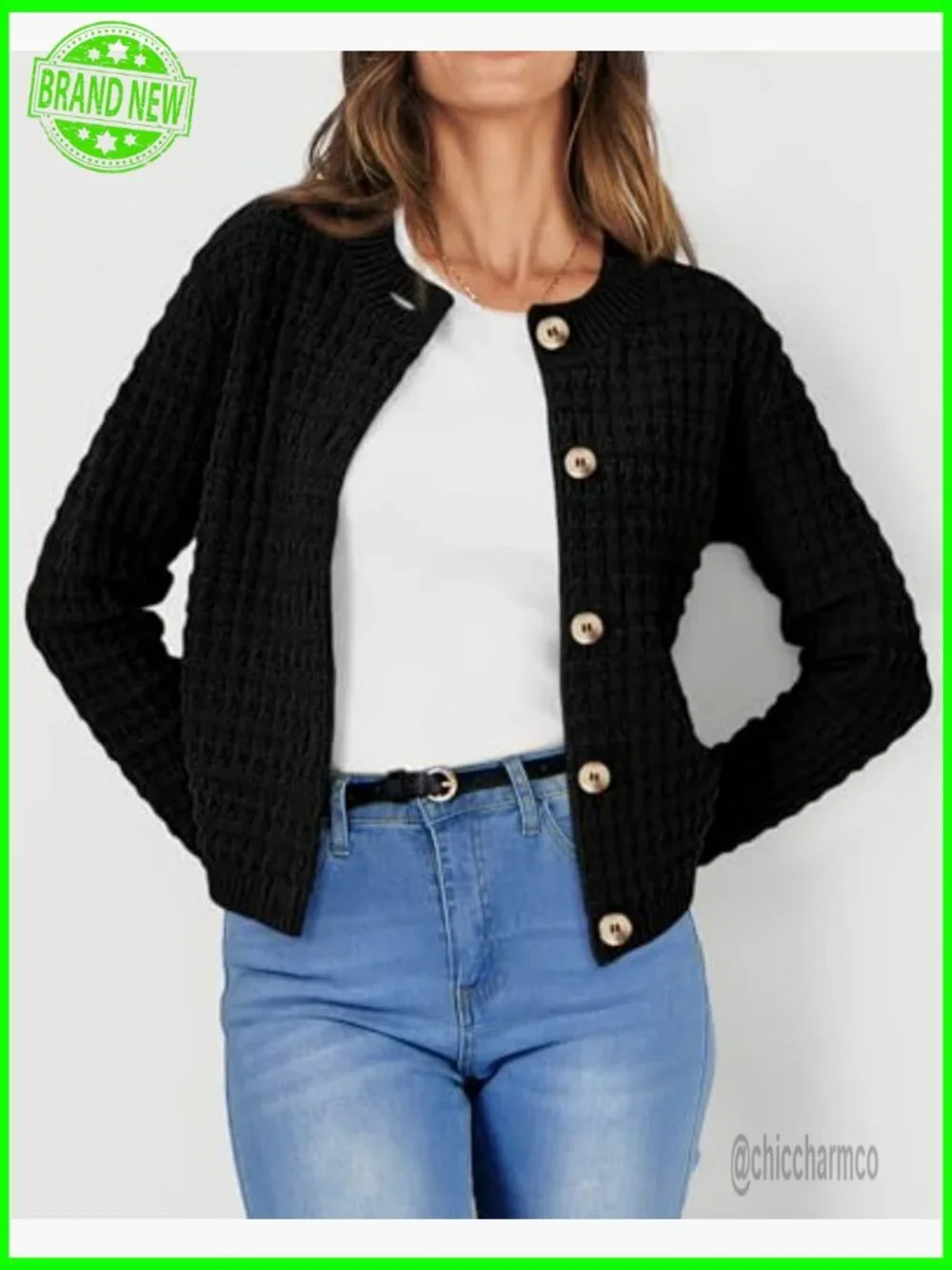 Women's Long Sleeve Knit Cardigan Open Front Button Down Coat